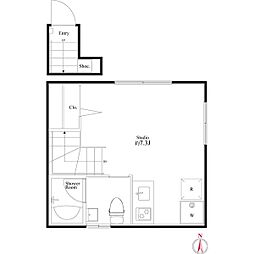BrightHouse亀有 ワンルームの間取図画像