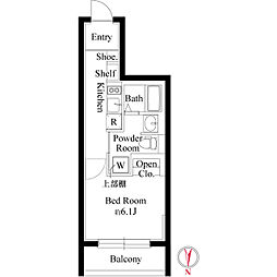 エクサム高円寺 1Kの間取図画像