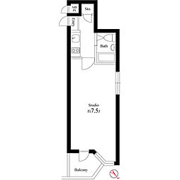 ラ・レジダンス・ド・アドラーブル 1Kの間取図画像