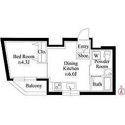 ジュネス北千住S 1DKの間取図画像