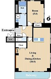 斉藤ビル 1LDKの間取図画像