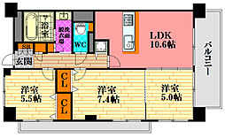 クレール牛田本町 3LDKの間取図画像