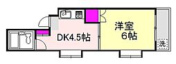 平成ハイツ第2 1DKの間取図画像