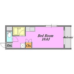 ドゥ・ジェームにしたやビル ワンルームの間取図画像
