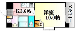 グラビスコート十日市 1Kの間取図画像