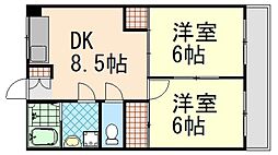 西本ビル 2DKの間取図画像