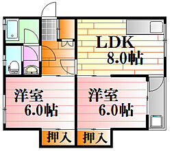 グランドヒルズタクミ戸坂2 2DKの間取図画像