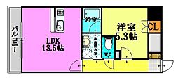 ウィング宝町ファイブ 1LDKの間取図画像
