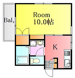 シュトラーセ比治山 1Kの間取図画像