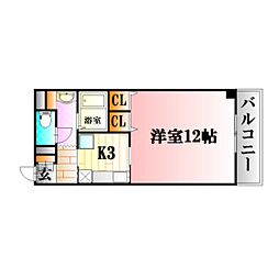 ディアメゾン十日市 1Kの間取図画像