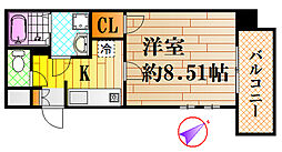 第18友建ビル 1Kの間取図画像