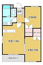 ロワジールガーデン 2LDKの間取図画像