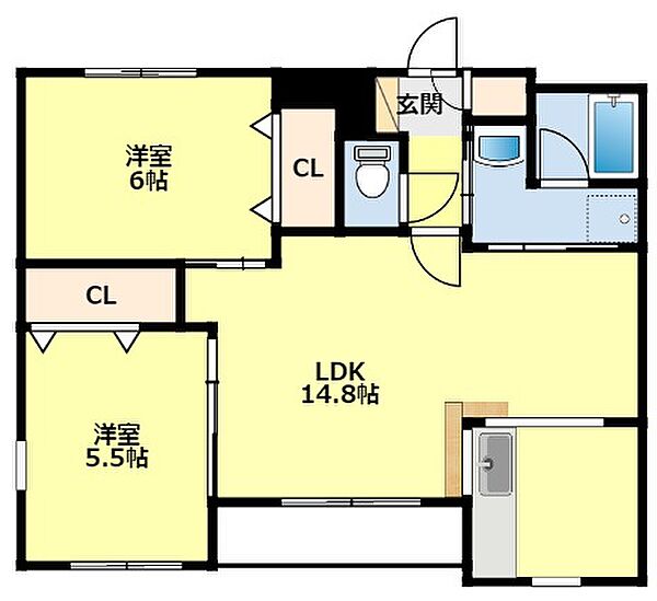 愛知県みよし市園原1丁目(賃貸マンション2LDK・2階・58.46㎡)の写真 その2