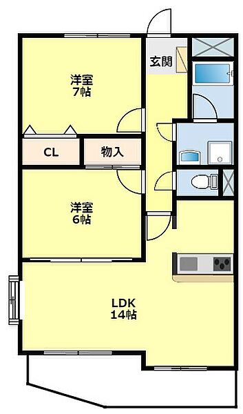 愛知県みよし市打越町三本松(賃貸マンション2LDK・5階・57.67㎡)の写真 その2