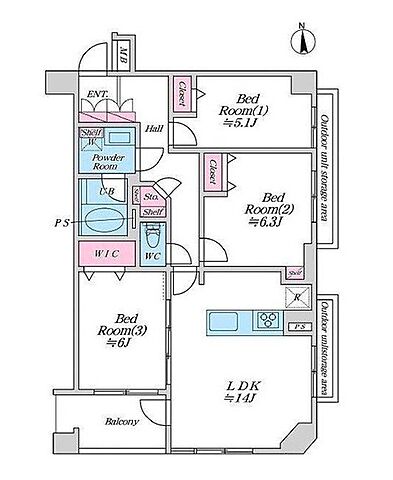 間取り JR南武線 武蔵中原駅 徒歩15分
