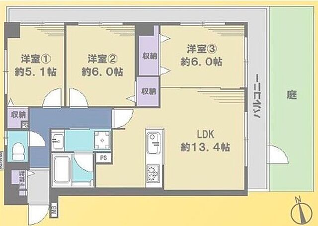 間取り 京王競馬場線 府中競馬正門前駅 徒歩3分
