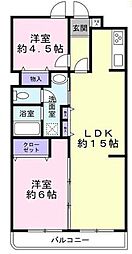 ラムズヒル蒔田 2LDKの間取図画像