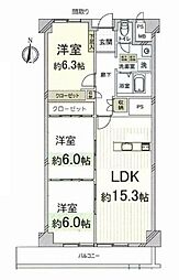 第一茨木ビューハイツ3号棟 3LDKの間取図画像