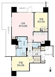 ロジュマン高槻 2LDKの間取図画像