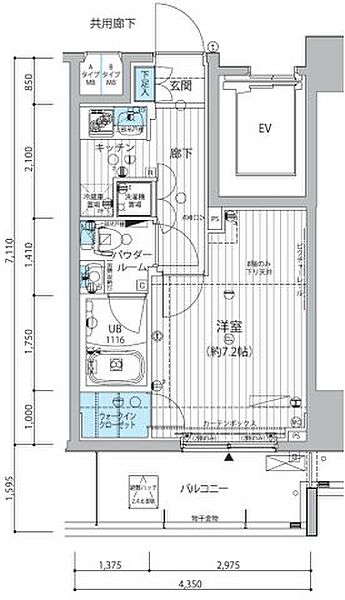 メインステージ三田アーバンスクエア 702｜東京都港区芝4丁目(賃貸マンション1K・7階・25.82㎡)の写真 その2