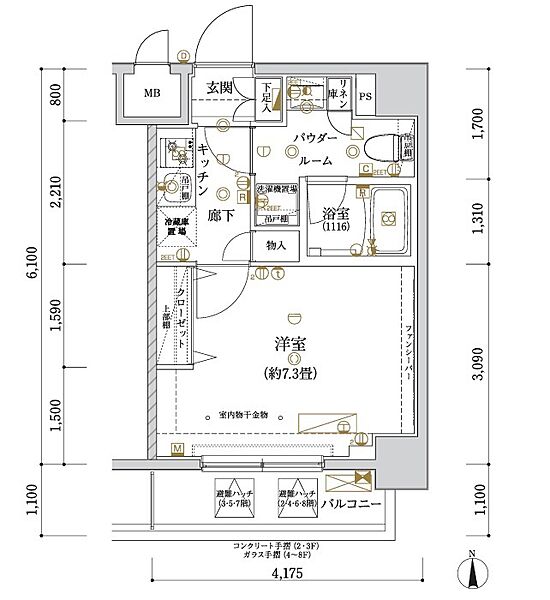 アルコバレーノ亀戸 503｜東京都江東区亀戸4丁目(賃貸マンション1K・5階・25.46㎡)の写真 その2