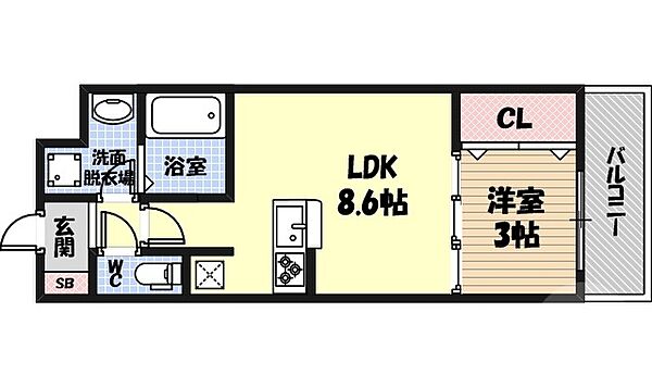 AILE東中浜 ｜大阪府大阪市城東区東中浜8丁目(賃貸マンション1LDK・2階・28.68㎡)の写真 その2