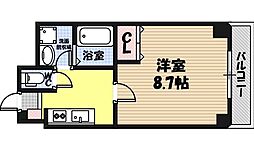 プレジール今福鶴見 2階1Kの間取り