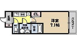 エスリード京橋グランテラス 7階1Kの間取り