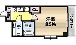 JR片町線(学研都市線) 放出駅 徒歩7分の賃貸マンション 3階1Kの間取り