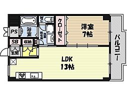 サニーハイツ緑橋 1LDKの間取図画像