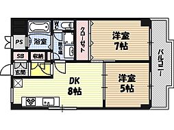サニーハイツ緑橋 2DKの間取図画像