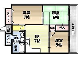 グランドシャトー鴫野 3DKの間取図画像
