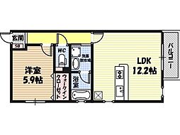 ヴァンヴェール楠根 1LDKの間取図画像