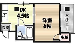 シャトー野江 1DKの間取図画像