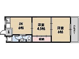 豊田ハイツ 2DKの間取図画像
