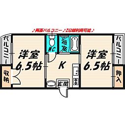 ホワイトハイツ 2Kの間取図画像