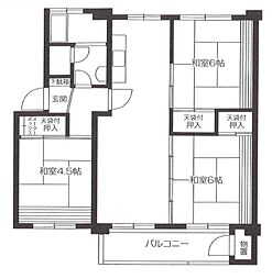 けやき台分譲団地42号棟 3LDKの間取図画像