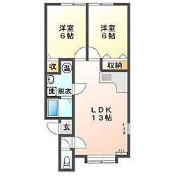 Mハイツ高砂12 2LDKの間取図画像