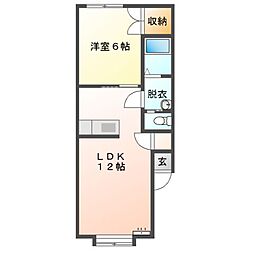 Mハイツ東町5 1LDKの間取図画像