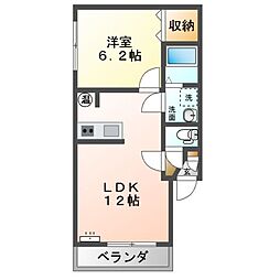 Mハイツ東町8 1LDKの間取図画像