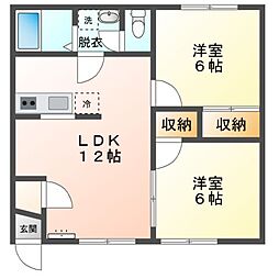 Mハイツ中島2 2LDKの間取図画像