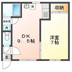 Mハイツ高砂2 1DKの間取図画像