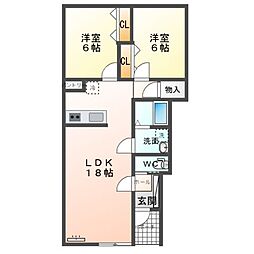 Mハイツ宮の森18 2LDKの間取図画像