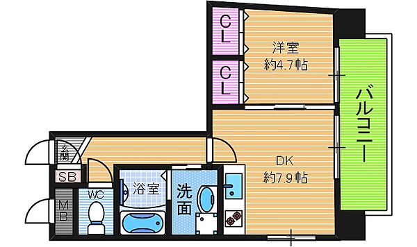 オルフェア上本町VII番館 ｜大阪府大阪市天王寺区東高津町(賃貸マンション1DK・8階・32.39㎡)の写真 その2