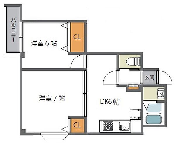 サンフィールド ｜大阪府大阪市東成区中本3丁目(賃貸マンション2DK・5階・45.00㎡)の写真 その2