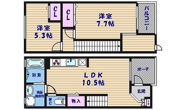 プロムナード春 ｜大阪府大阪市東成区東中本3丁目(賃貸アパート2LDK・1階・56.72㎡)の写真 その2