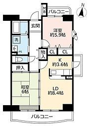 UR都市機構アーバンラフレ小幡7号棟 2LDKの間取図画像