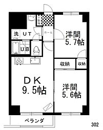 CINQARCADIA 2DKの間取図画像
