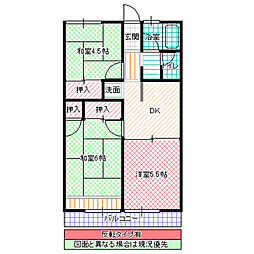 クランメール大みか 2階3DKの間取り