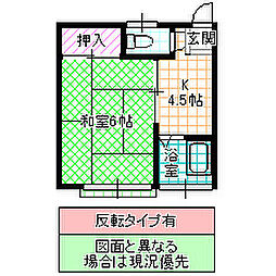 メゾンエチュードB 1Kの間取図画像